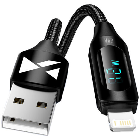 iPhone USB-A - Lightning-Kabel mit LED-Anzeige 2,4 A 1 m Schwarz