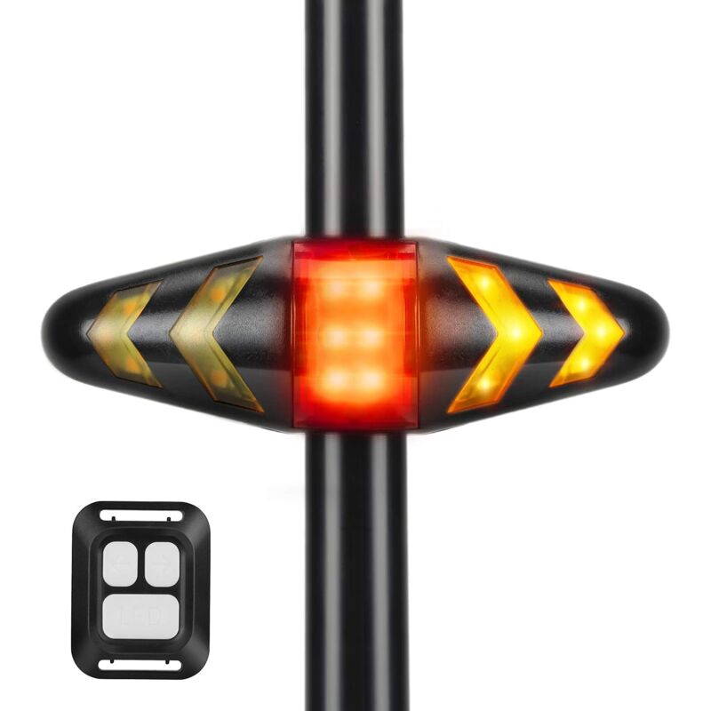 Fei Yu - IPX2 étanche sans Fil Télécommande Vélo Arrière Feux Arrière Vélo Feu Arrière Clignotants Lumières Indicateurs (Noir)