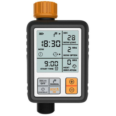 IPX5-zertifizierte digitale Bewässerungsuhr mit großem 3-Zoll-Display für Gartenschlauch und Wasserhahn, wasserdicht, einfache Programmierung
