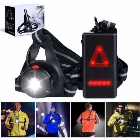 IPX6 Étanche Lampe Pectorale Running 3 Modes et 45° RéglableLampe de course à la poitrine pour courir et faire du jogging la nuit et tôt le matin,pour Jogging, Camping, Promenade de chien, randonnée T