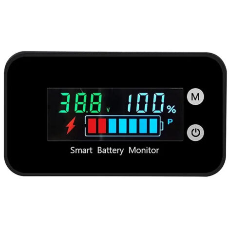 IPX7 wasserdichter digitaler Batteriekapazitätstester (7-100V), Anzeige von Spannung, Leistung, Temperatur + Alarm, Farbdisplay, für Li-Ion und Blei-Säure in Auto/Motorrad + genau