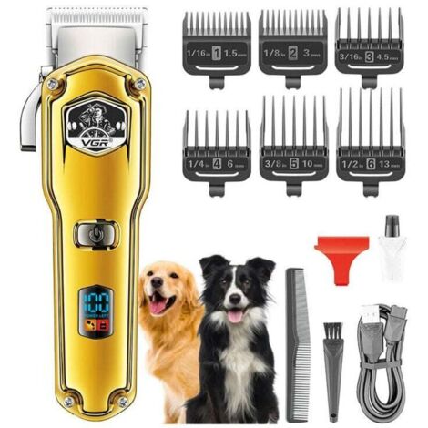 IPX7 Wasserdichter Hundehaarschneider für langes, dickes Fell - Professionelles, robustes, geräuscharmes, leistungsstarkes, kabelloses Haustierpflegegerät (Gold)