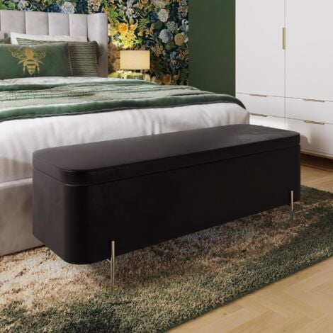 IQGB Black Velvet Ottoman Bench Seat