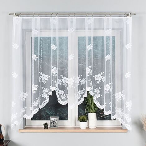 IRENA - Fertiggardine aus Jacquard mit Schnitt unten - 310x160 cm - weiß