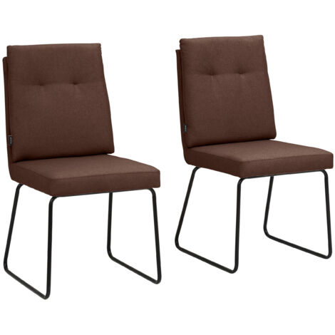 Irene-Ensemble de 2 chaises de salle à manger rembourrées en cappuccino en microfibre