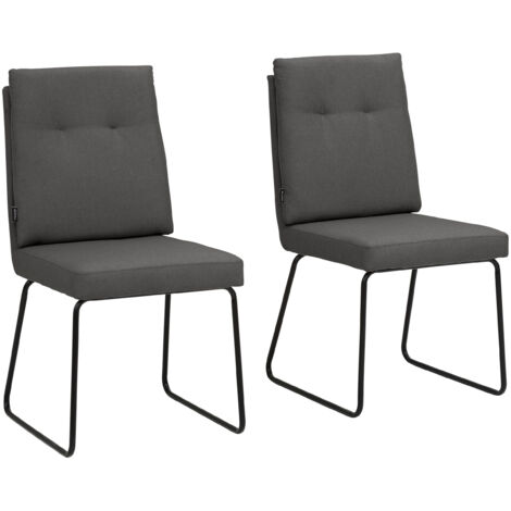 Irene-Ensemble de 2 chaises de salle à manger rembourrées en microfibre anthracite