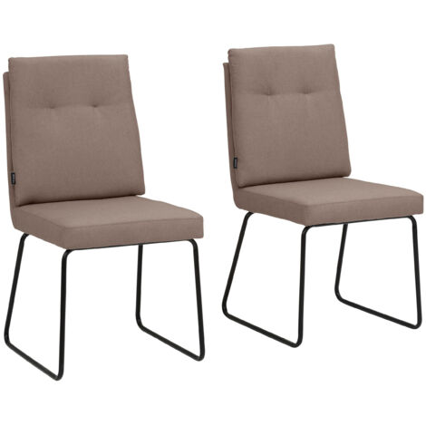 Irene-Ensemble de 2 chaises de salle à manger rembourrées en tissu tissé cappuccino