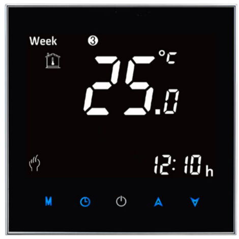 IRH-TSB002 : Thermostat de chauffage électrique, 16A, WI-FI carré, noir, modèle 002