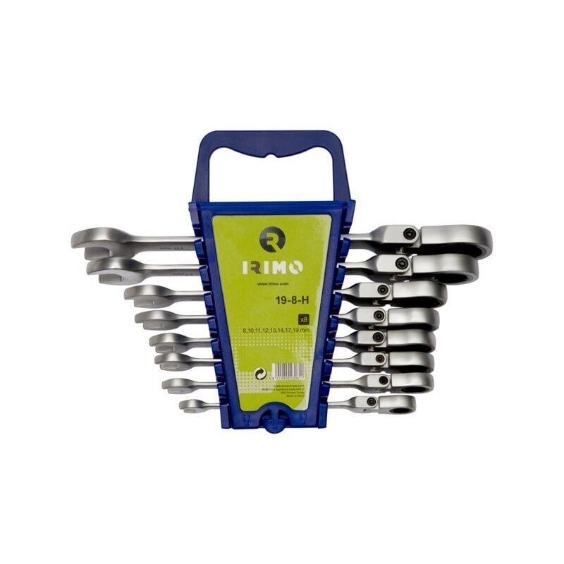 Irimo - Jeu de 8 clés mixtes à cliquet tête amovible sur clip