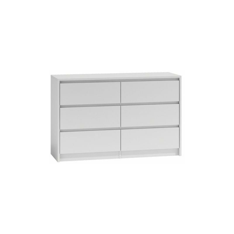 IRIS 120 - Commode moderne 6 tiroirs chambre/bureau/salon - 120x75x40cm - Meuble de rangement style scandinave Blanc