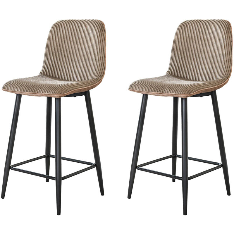 Lisa Design - Iris - lot de 2 tabourets - en velours côtelé et velours - latte