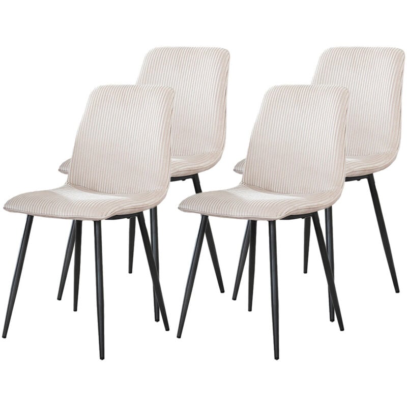 Lisa Design - Iris - lot de 4 chaises - en velours côtelé et velours - blanc