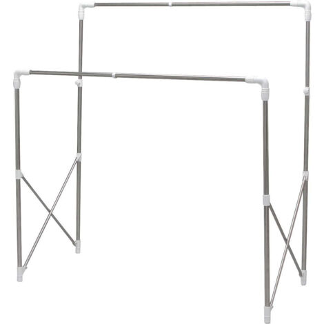 Iris Ohyama, Appendiabiti, 2 ripiani, portata fino a 20 kg, regolabile 97/150 x 66 x 122/160 cm, interno o esterno - Appendiabiti multifunzione telescopico SMH-150R - Bianco