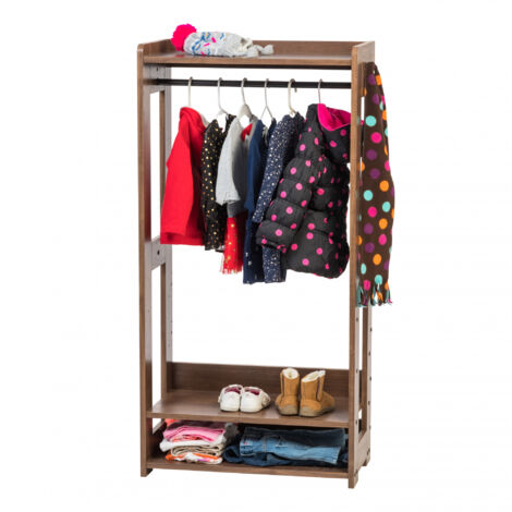 Iris Ohyama, Appendiabiti per bambini, Appendiabiti per bambini con ripiano, Organizzatore di vestiti per bambini, Modulare, Contemporaneo, Solido, Scuola, Camera da letto, Ingresso - KWR-1 - Marrone