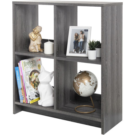 Iris Ohyama, Armadio a giorno, Libreria, Ripiano a 4 scomparti, Grande capacitÃ , Orizzontale e verticale, Ufficio, Camera da letto, Soggiorno - Wood Open Shelf WOS-4 - Rovere grigio