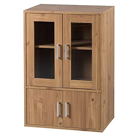 Iris Ohyama, Armadio, Libreria portaoggetti, ComÃ², Credenza con 4 ripiani e 4 ante/ Design e moderno, Solido, Multiuso, Ufficio, Cucina, Camera da letto, Soggiorno - Armadio GKN-9060 - Marrone chiaro