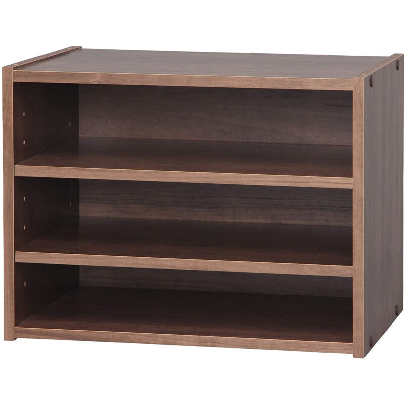 Iris Ohyama, Petit meuble de rangement, Table de chevet, Table de nuit, STB-400T, Marron, L40 x P28.7 x H30.5 cm