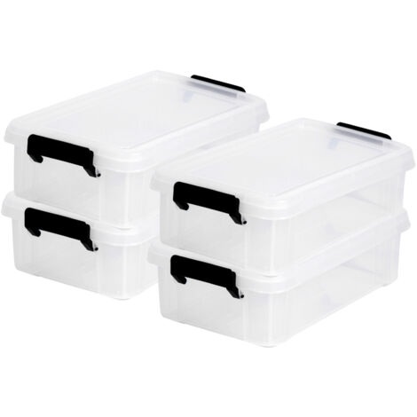 Iris Ohyama, cajas de almacenamiento de plástico, multifunción, 4 L, tapa, mango ergonómico, escritorio, sala, salón - DDMBX - 4 - transparente
