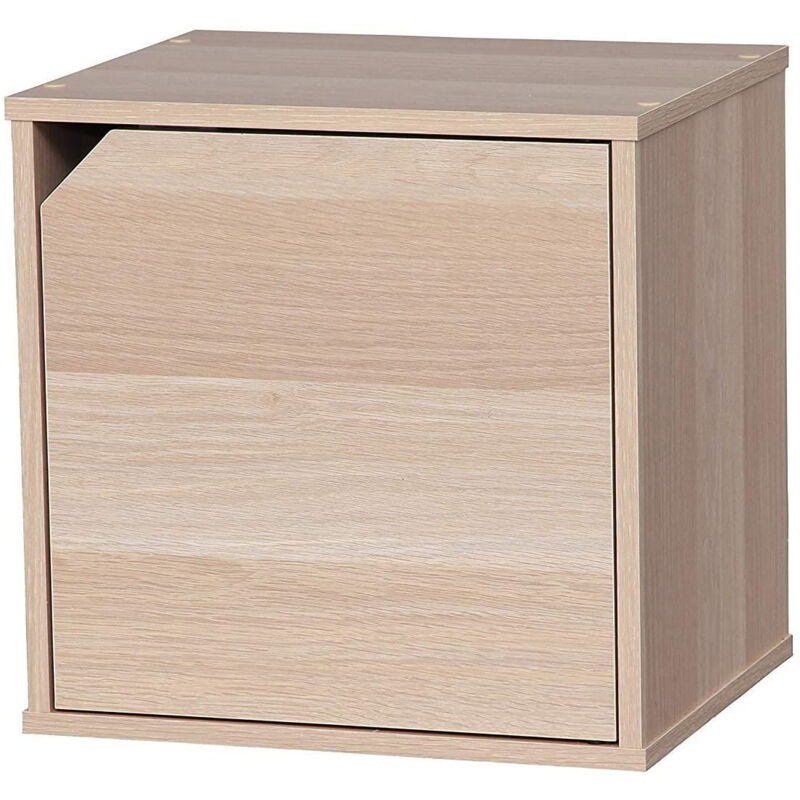 Iris Ohyama, Étagère, Meuble, Cube de rangement, Petit Meuble de rangement, Meuble d'appoint,Porte avec clips, Empilable, Solide, Bureau, Chambre,