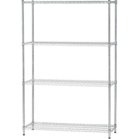 Iris Ohyama, Étagère charge lourde, Meuble de rangement, Meuble en métal, Étagère métallique à 4 Niveaux, Emboîtable, Hauteur Adjustable, Cuisine, Garage, Bureau - Metal Rack MR-WT4 - Argent