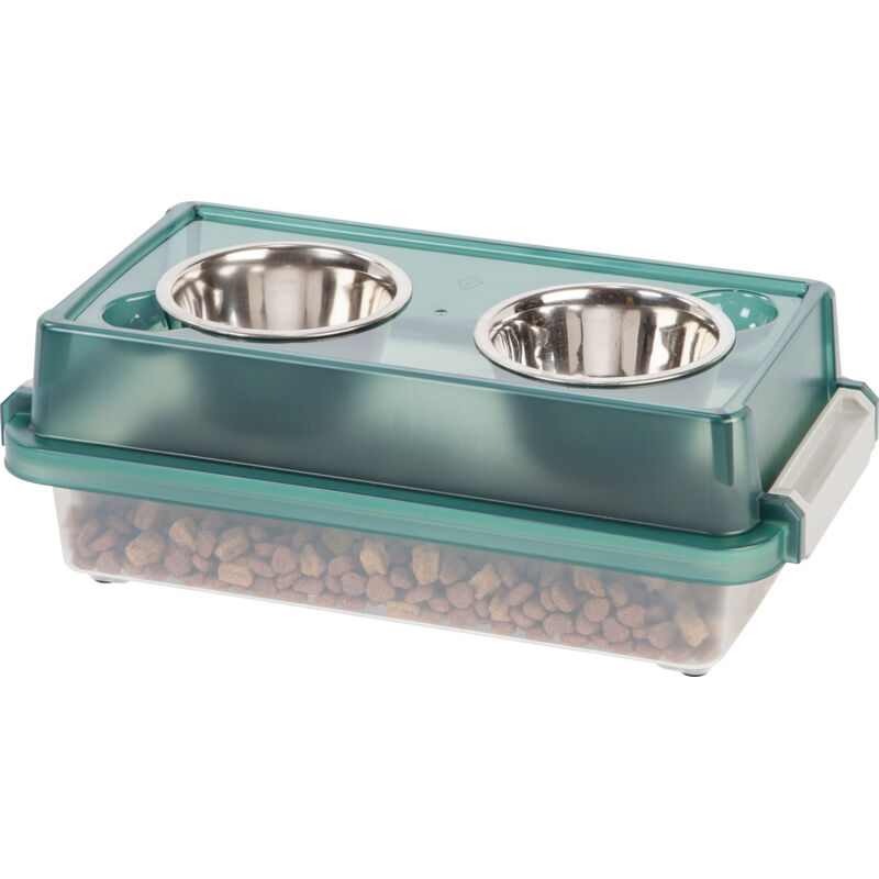 Iris Ohyama, Gamelle Surélevée avec Stockage Boite Plastique, 5L, Vert, Mangeoire pour Chien, Chat, avec Double Bol, CLips, FS-S Iris Ohyama, Gamelle Surélevée avec Stockage Boite Plastique, 5L, Vert, Mangeoire pour Chien, Chat, avec Double Bol, CLips, FS-S
