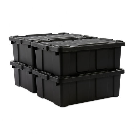 Iris Ohyama Heavy Duty Organisation Boxes, 43L, 4er-Set, Rot, GroÃŸ, Robust, Stapelbar, Aufbewahrungsbox, FÃ¼r Garage, Regale, Umzug, Plastik, Utility, Werkzeugkiste, DDSKT-430
