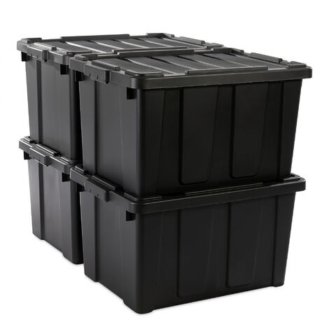 Iris Ohyama Heavy Duty Organisation Boxes, 68L, 4er-Set, Rot, GroÃŸ, Robust, Stapelbar, Aufbewahrungsbox, FÃ¼r Garage, Regale, Umzug, Plastik, Utility, Werkzeugkiste, DDSKT-700
