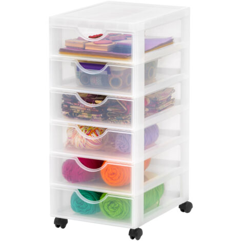 Iris Ohyama Kunststoff-Schubladenbox mit Rollen, 6 flachen Schubladen, MattweiÃŸ, Griffe zum Ziehen, FÃ¼r Schlafzimmer, Schule & BÃ¼ro, BPA-frei, Schubladenschrank, Rollcontainer, A4 Drawer, DDDC-360