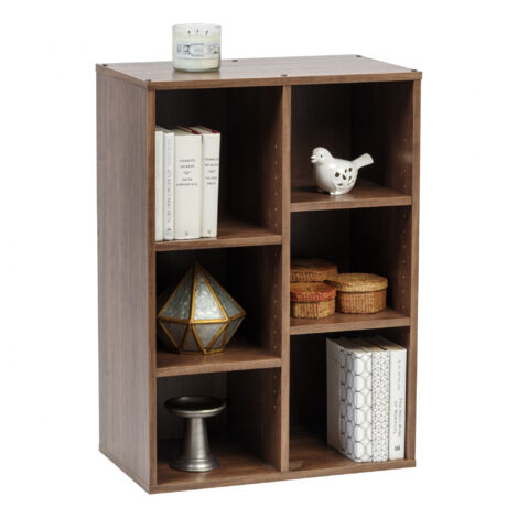 Iris Ohyama, Libreria, Mobile, Scaffale, Cubo portaoggetti/6 scomparti, Disposizione orizzontale e verticale, Design, Moderno, Ufficio, Camera da letto, Soggiorno - Rack CFR-9060 - Marrone