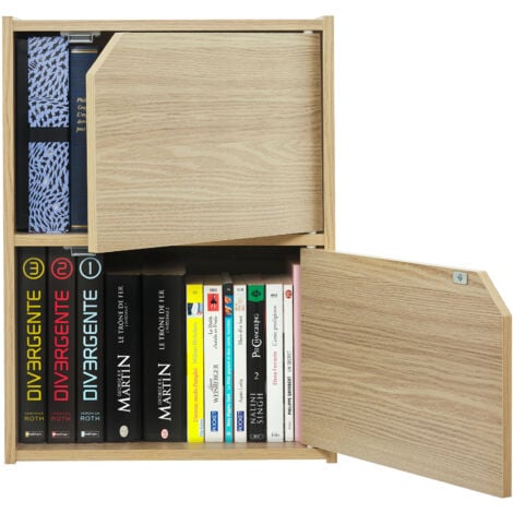Iris Ohyama, Libreria portaoggetti, Armadio con 2 ante e 2 ripiani, Facilità di montaggio, Design, Modulare, Ufficio, Camera da letto, Soggiorno - Module Shelf MDB-2D - Marrone chiaro