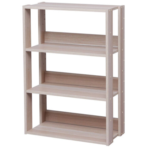 Iris Ohyama, Libreria, UnitÃ  di archiviazione a 3 livelli, Ripiani regolabili ogni 14 cm, Stabile, Industriale, Facile montaggio, Soggiorno, Ingresso, Camera da letto, Ufficio - Open Wood rack OWR-60