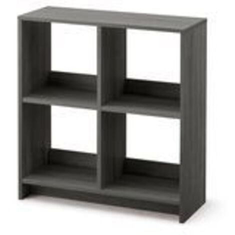Iris Ohyama, Meuble de rangement ouvert, Bibliothèque, Étagère de 4 casiers, Grande capacité, horizontale & verticale, Bureau, Chambre, Salon - Wood Open Shelf WOS-4 - Chêne Gris