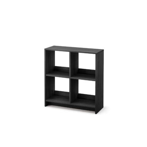Iris Ohyama, Meuble de rangement ouvert, Bibliothèque, Étagère de 4 casiers, Grande capacité, horizontale & verticale, Bureau, Chambre, Salon - Wood Open Shelf WOS-4 -  Chêne Noir