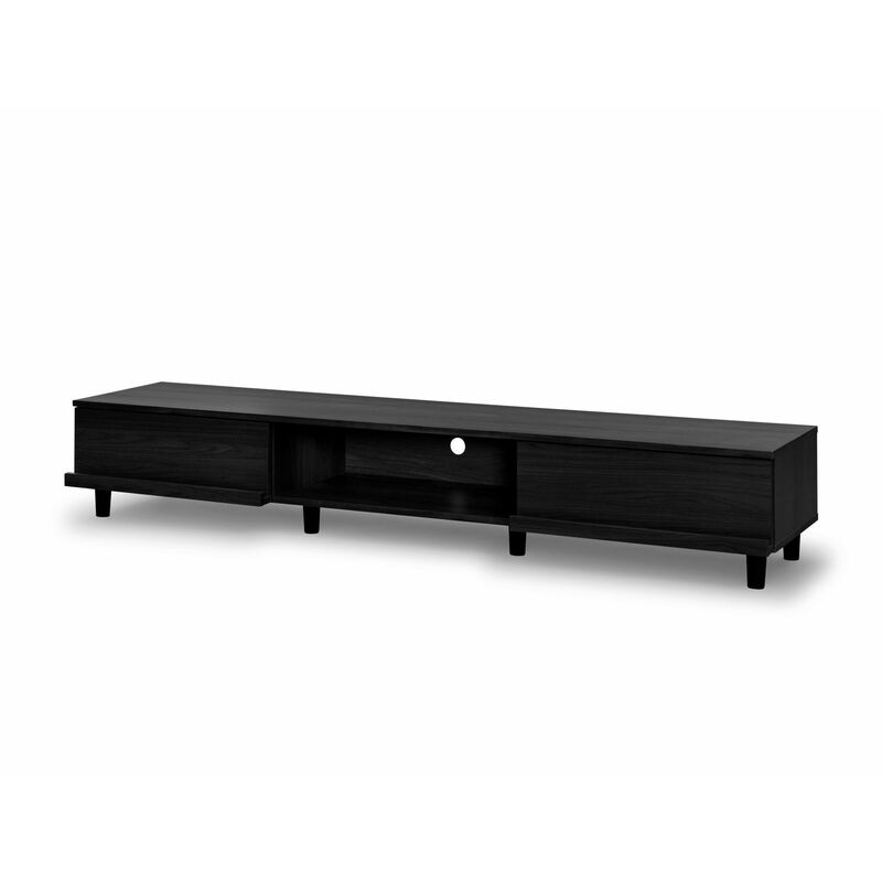 meuble tv/meuble tv industriel, pieds reglables,bureau, maison - bab-180a, l180 x p42.1 h 30 cm, chene noir iris ohyama