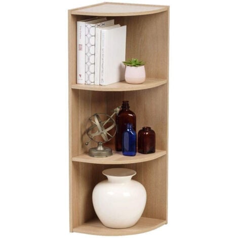 IRIS OHYAMA Ohyama Mobile, Libreria, Scaffale Angolare da Parete in Legno, 3 Livelli, Marrone Chiaro, Polivalente, Modulare, Aperto, Per Soggiorno, Ufficio, Camera, Libri, CD, Montaggio Facile, CX-3C