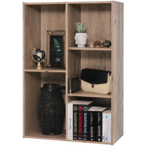 Iris Ohyama Mobile, Libreria, Scaffale Angolare da Parete in Legno, 5 Livelli, Marrone Cenere, Polivalente, Modulare, Aperto, Per Soggiorno, Ufficio, Camera, Libri, CD, Montaggio Facile, CX-23C