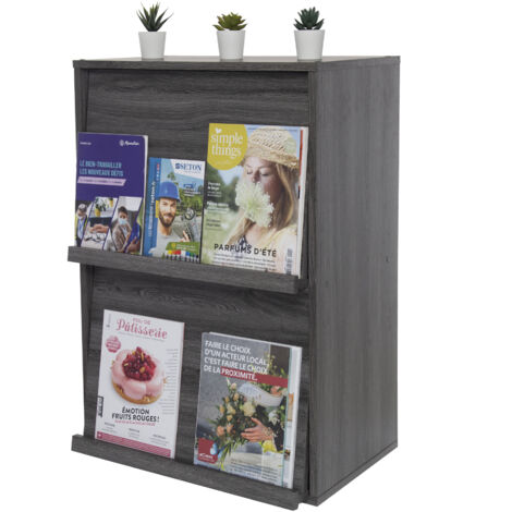 Iris Ohyama, Mobile, Libreria, Scaffale portaoggetti, 2 ante pieghevoli, Design, Solido, Moderno, Multiuso, Ufficio, Camera da letto, Soggiorno, Flap Rack CHR-2, Rovere grigio