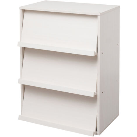Iris Ohyama, Mobile, Libreria, Scaffale portaoggetti, 3 ante pieghevoli, Design, Solido, Moderno, Multiuso, Ufficio, Camera da letto, Soggiorno, Flap Rack CHR-3, Rovere bianco