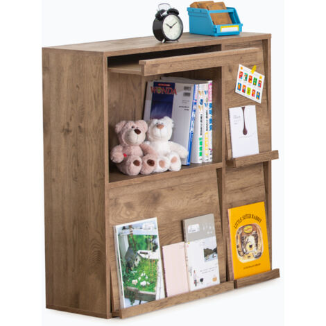 Iris Ohyama, Mobile, Scaffale, Libreria Portaoggetti, con 4 Ante Pieghevoli, Design, Versatile, Ufficio, Camera da Letto, Soggiorno, Sala da Pranzo - Flap Rack FR-F4 - Marrone Cenere