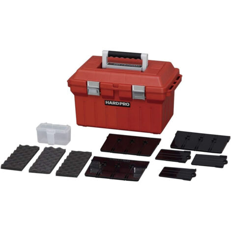 Iris Ohyama, organizer, custodia, baule, cestino, cassetta degli attrezzi, fai da te, chiusura a vite, senza BPA, HP-46, rosso, impilabile, clip di chiusura - L28 x P46 x A27 cm