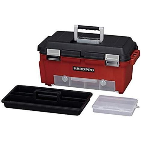 Iris Ohyama, organizer, custodia, baule, cestino, cassetta degli attrezzi, fai da te, chiusura a vite, senza BPA, HP-52, rosso, impilabile, clip di chiusura - L25 x P50 x A25 cm