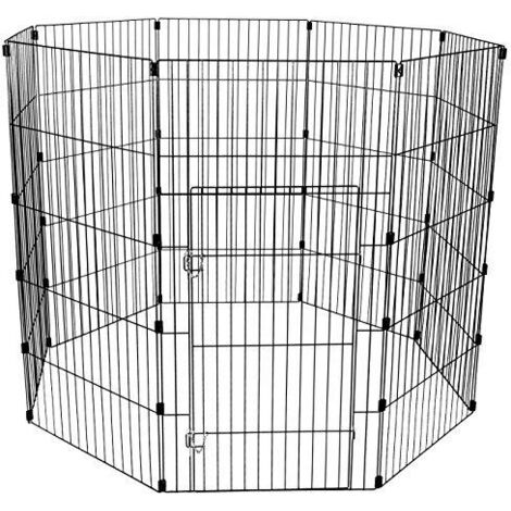 Iris Ohyama, Parc à chiot 8 panneaux, Enclos extérieur 1,7 m², Connecteurs de montage Modulable pour chien - Wire Pet CircleWPC-48, Noir