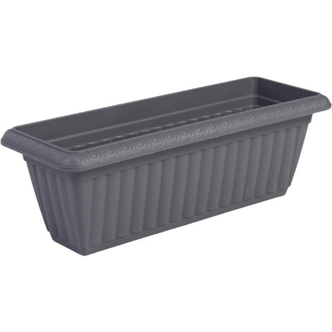 Iris Ohyama, Pflanztopf Slim Ãœbertopf mit Wasserablauf/Reservierungssystem fÃ¼r die Gartenarbeit â€“ Slim Planter Relief 500, Grau
