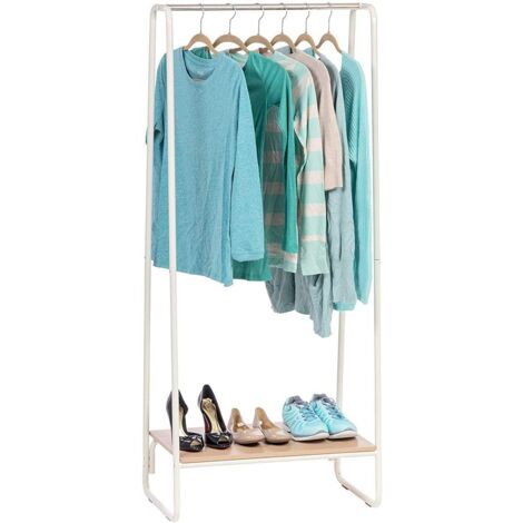 Iris Ohyama, Portant vêtement, Penderie dressing, Porte-manteau, Etagères solides, Montage Facile, Multi-usage, Design, Bureau, Entrée, Chambre, Salon - Metal Garment rack - PI-B1 - Blanc