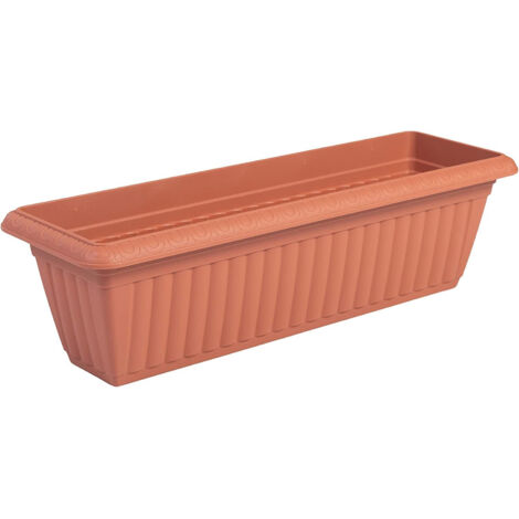 Iris Ohyama, Pot pour plantes Jardinière mince avec système de drainage/réservation de l'eau   pour le jardinage - Slim Planter Relief 610, Marron