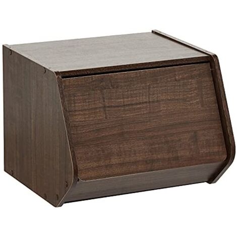 Iris Ohyama, Scaffale, Contenitore in legno, Armadietto laterale, 1 anta a ribalta, Versatile, Impilabile, Solido, Ufficio, Camera da letto, Soggiorno - Stack Box STB-400D - Marrone