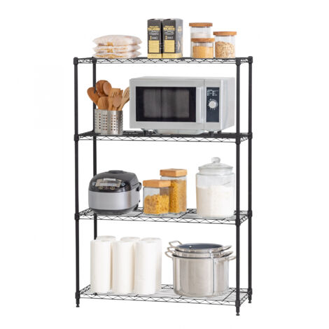 Iris Ohyama, Scaffale Resistente, Armadietto, Armadietto in Metallo, Scaffale in Metallo a 4 Ripiani, Impilabile, Altezza Regolabile, Cucina, Garage, Ufficio - Metal Rack MR-MM4 - Nero