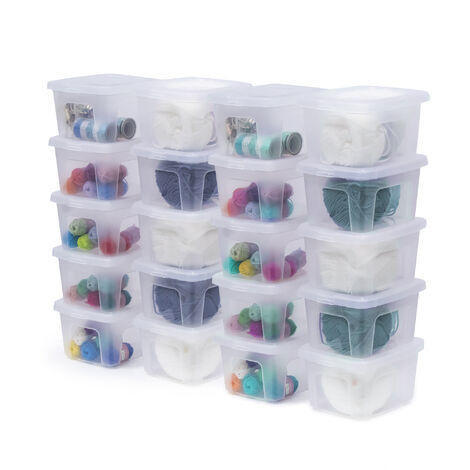 Iris Ohyama Scatole Portaoggetti, 2L, Set di 20, Trasparente, Chiusura facile, Impilabile, Plastica Trasparente, Per Armadio, Scaffali, Scuola, Organizzazione, Giocattoli, Cartoleria , Scarpe, MCB-2