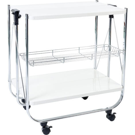 Iris Ohyama, Servizio di cucina, stoccaggio, 2 ripiani, 1 cestino a rete, con ruote, cucina, soggiorno - Kitchen Wagon CW-005 - Bianco