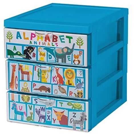 Iris Ohyama, Torre, Cassettiera, Organizzatore in plastica con maniglia ergonomica, 2L, 3 cassetti, Robusto, senza BPA, Ufficio, Camera da letto, Soggiorno, SCF-A5, Alfabeto